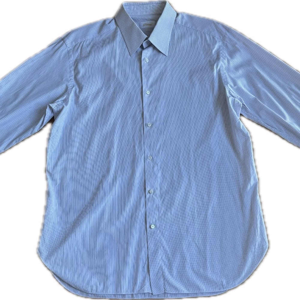 Brioni Striped Off-White Dress Shirt (Size 17 / Euro 43)